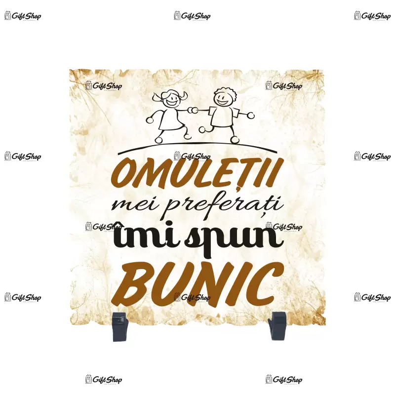 Omuletii mei preferati imi spun bunic, placheta cu mesaj